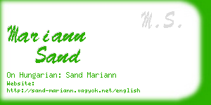 mariann sand business card